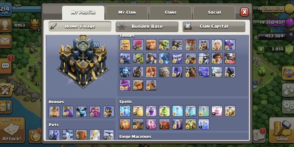 COC521 TH17 All Maxed Heroes Strong Troops Strong Defense Complete High-Level Equipment and Pets (G)